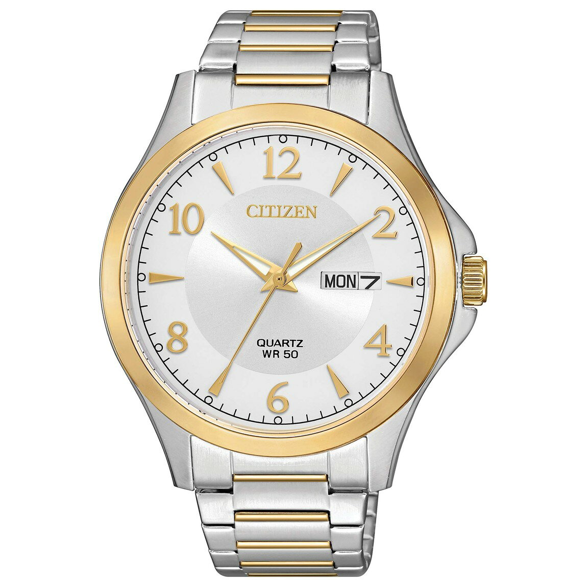 Citizen Classic Quartz メンズ 腕時計 シルバー文字盤 ツートーン ステンレス BF2005-54A
