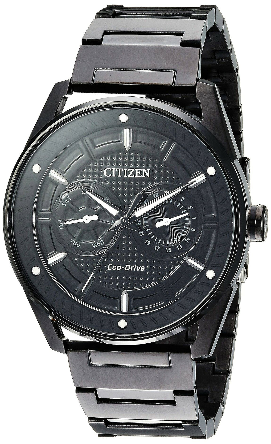 Citizen Eco-Drive Weekender 腕時計 ブラックダイヤル ブラックIPステンレススチール メンズ BU4025-59E