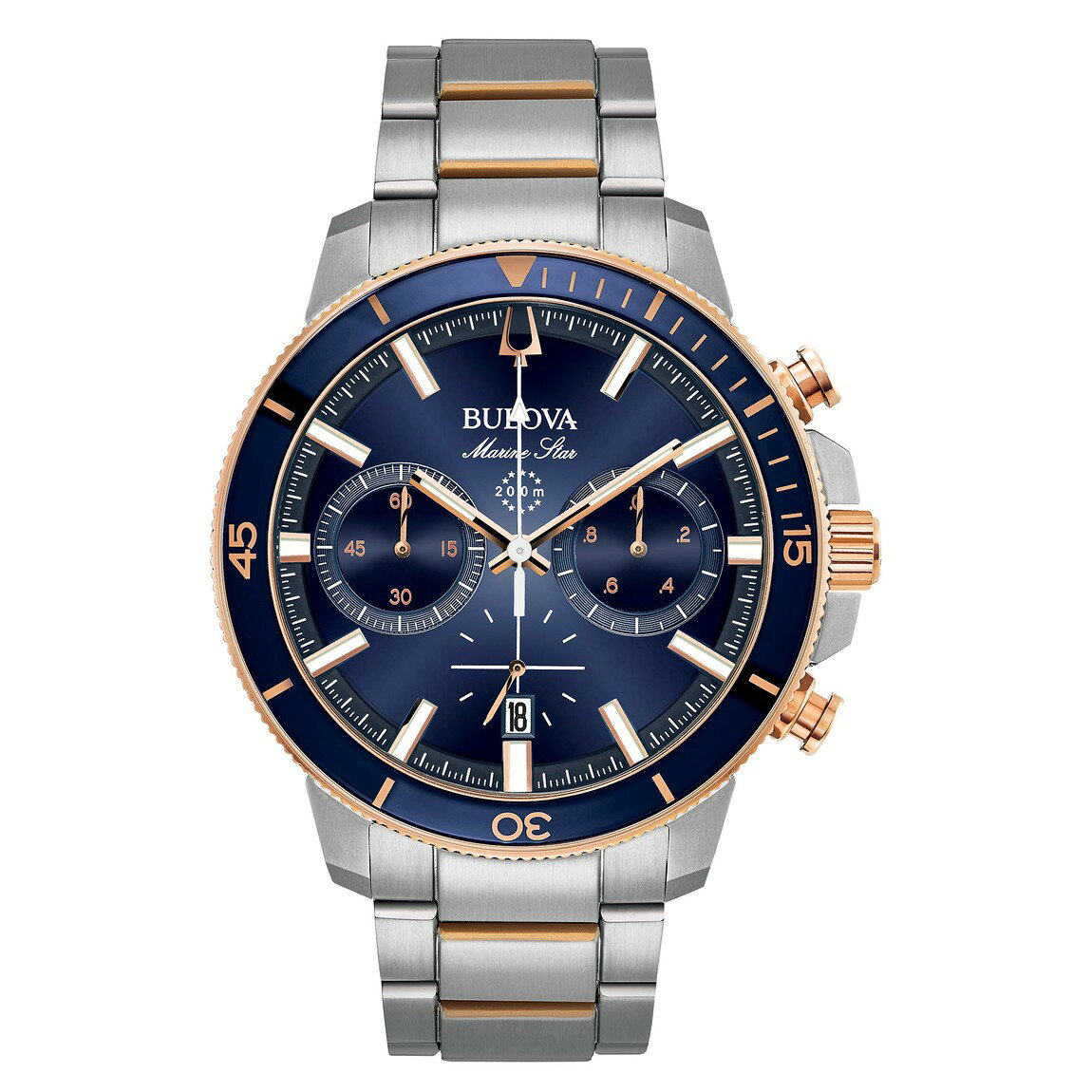 Bulova Marine Star Series C 腕時計 メンズ 6針 クロノグラフ クオーツ ツートーン ステンレス ブルー文字盤 45mm