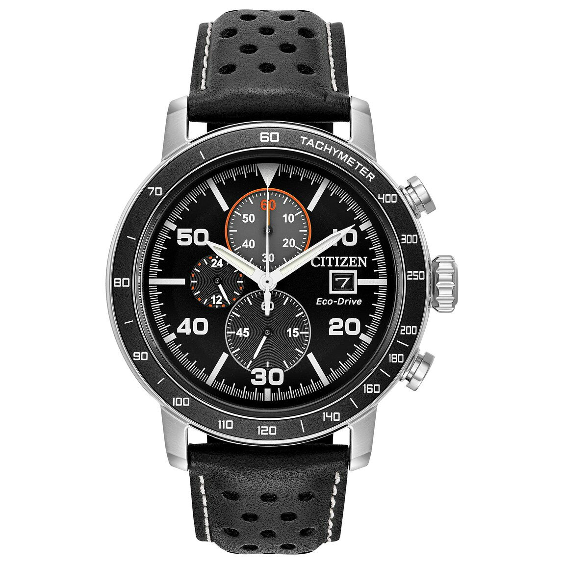 Citizen Weekender Brycen Chronograph 腕時計 エコドライブ ステンレス ブラック レザーベルト ブラック文字盤 メンズ CA0649-14E
