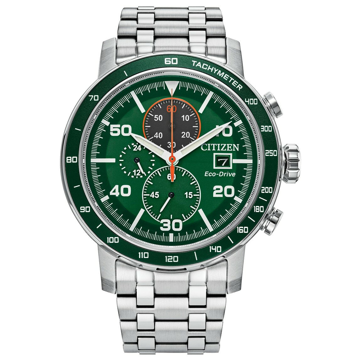 Citizen Brycen Chronograph 腕時計 グリーン文字盤 エコ・ドライブ メンズ ステンレス CA0851-56X