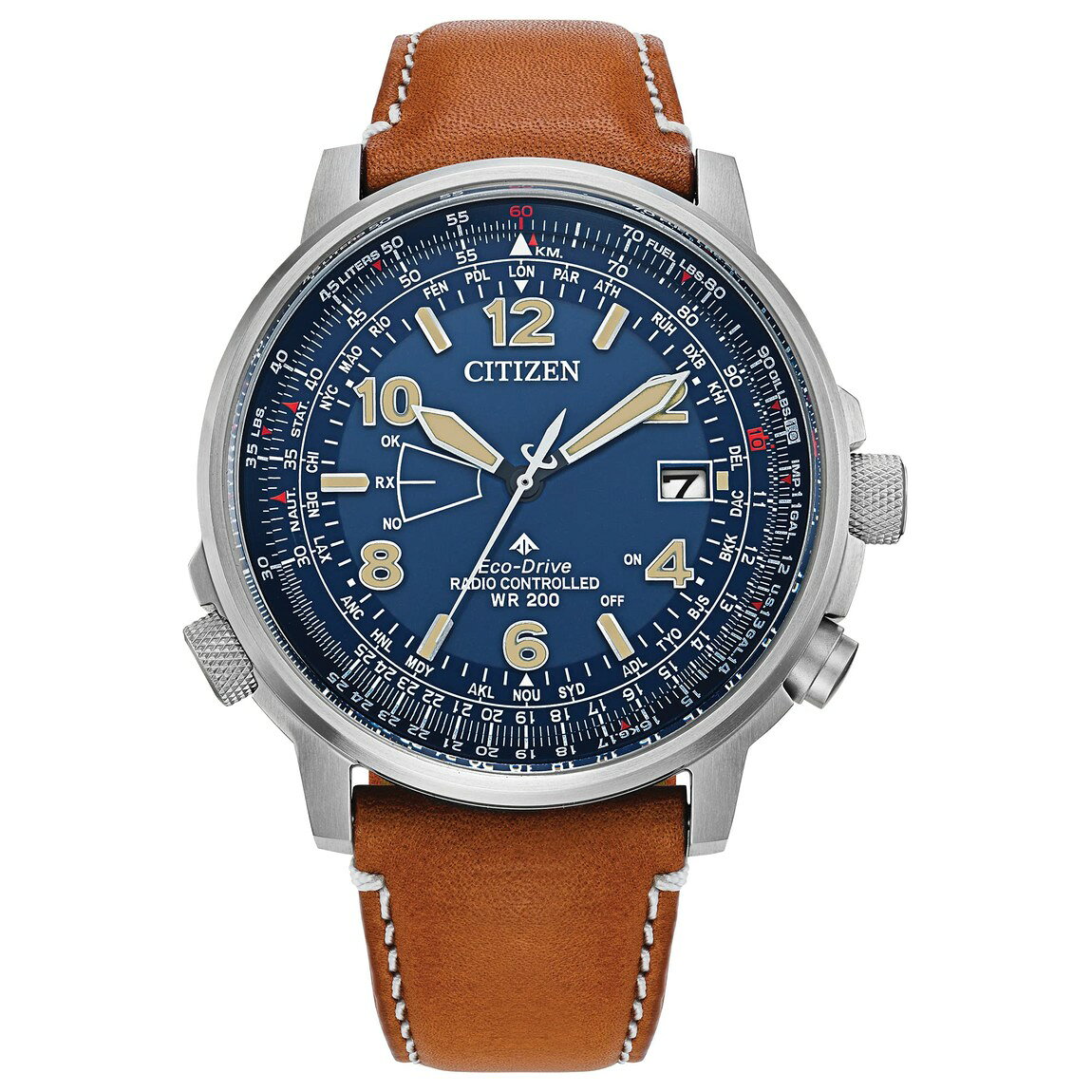 Citizen Promaster 腕時計 エコ・ドライブ 電波時計 メンズ シルバーケース レザーベルト