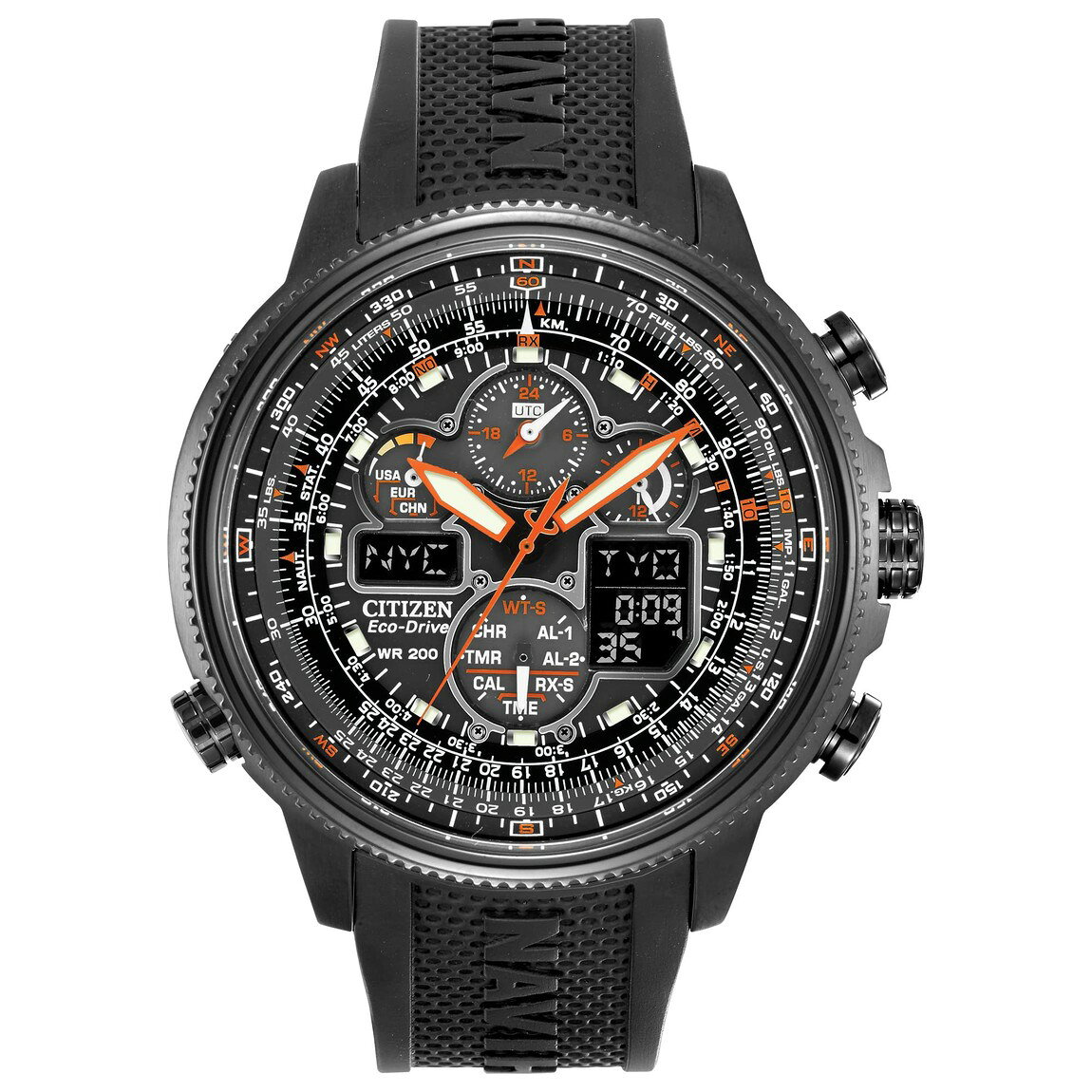 Citizen Promaster Navihawk 腕時計 エコ・ドライブ 電波時計 クロノグラフ メンズ ブラック JY8035-04E