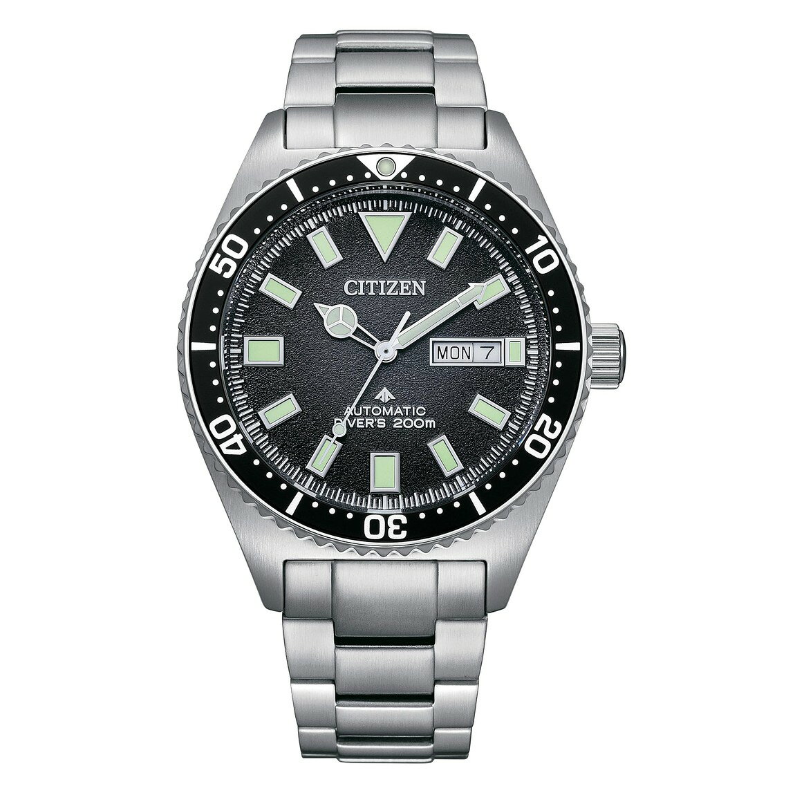 Citizen Promaster Sea Dive 腕時計 メンズ 自動巻 シルバートーン ステンレススチール ブラック文字盤 NY0120-52E