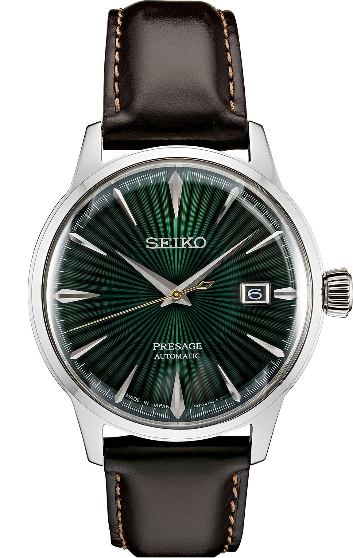 SEIKO Presage 腕時計 メンズ 自動巻 グリーン文字盤 ブラウンレザーストラップ SRPD37