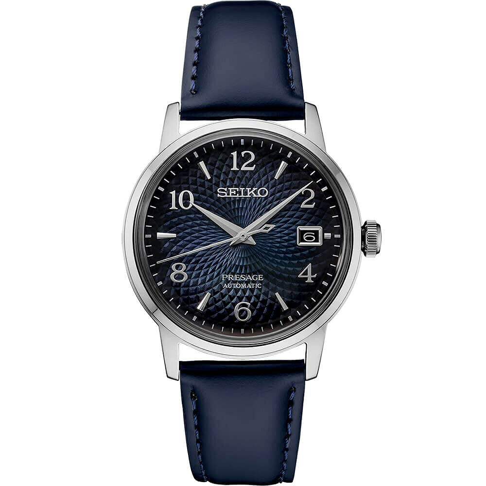 SEIKO Presage 腕時計 メンズ ブルーグラデーション文字盤 自動巻き カクテルシリーズ レザーバンド SRPE43