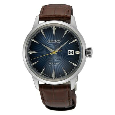 SEIKO Presage 腕時計 メンズ 自動巻 ブルー文字盤 レザーバンド 5気圧防水 SRPK15