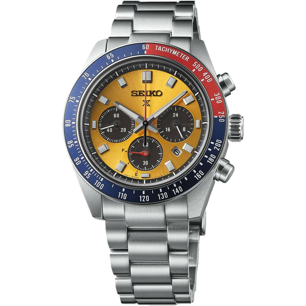 SEIKO Prospex Speedtimer 腕時計 メンズ イエロー文字盤 ソーラー クロノグラフ SSC947