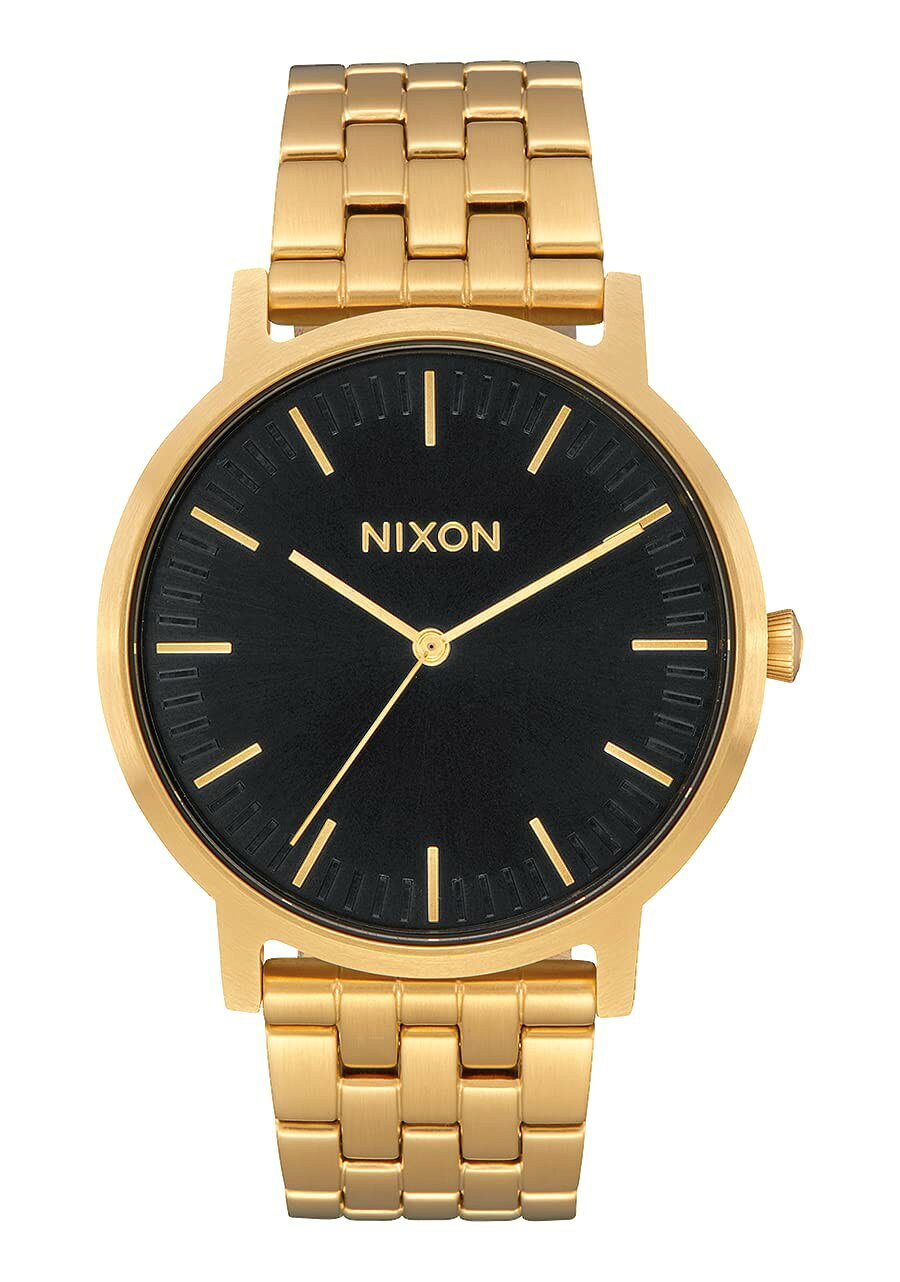 NIXON Porter 腕時計 メンズ ブラック/ゴールド文字盤 クオーツ ステンレスベルト A10572042-00