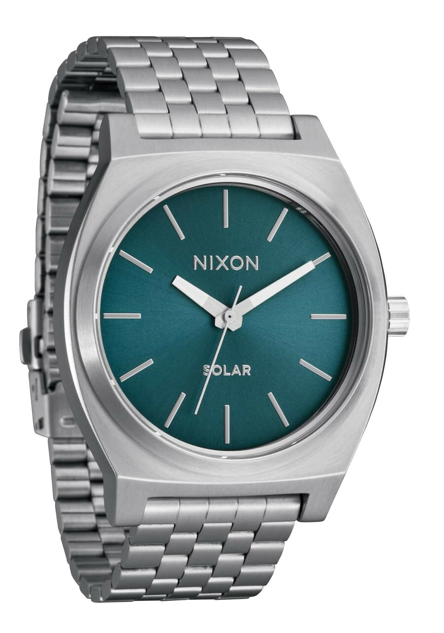 NIXON Time Teller Solar 腕時計 メンズ シルバー/ダスティーブルー文字盤 ソーラー 100m防水 A1369