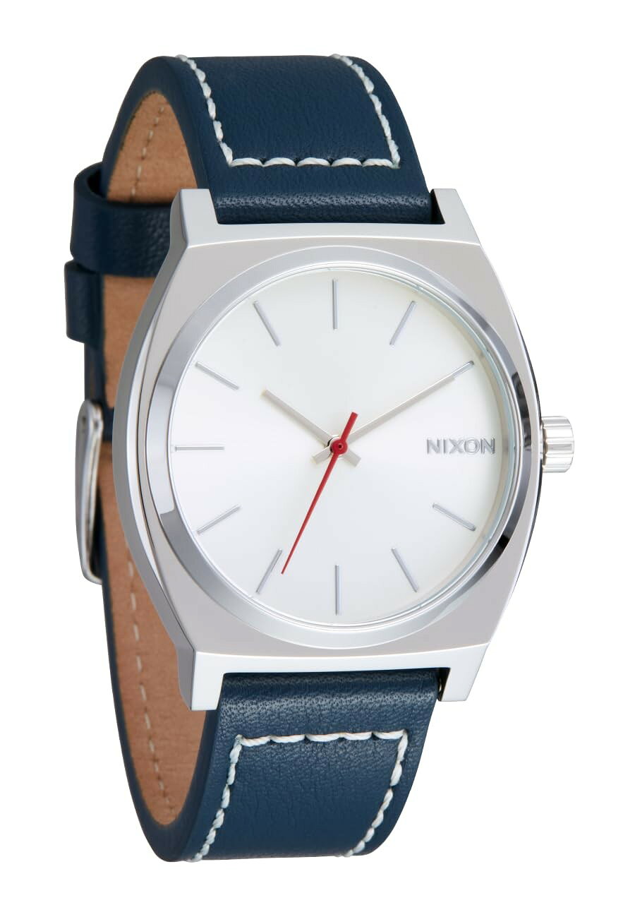 NIXON Time Teller Leather 腕時計 メンズ アナログ 100m防水 シルバー/クラウド/インディゴ レザーバンド A1373