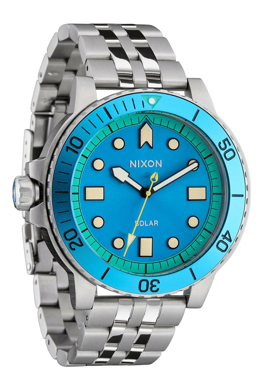 NIXON Stinger 44 腕時計 メンズ アナログ シルバー ブルー グリーン ソーラー 100m防水 A1402