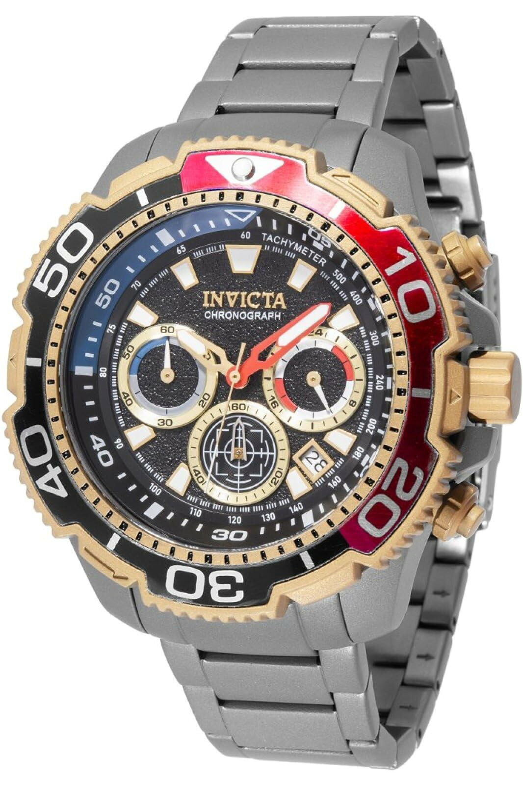 Invicta TI-22 腕時計 メンズ クオーツ ブラック文字盤 48mm チタン ステンレス 100m防水 TI-22