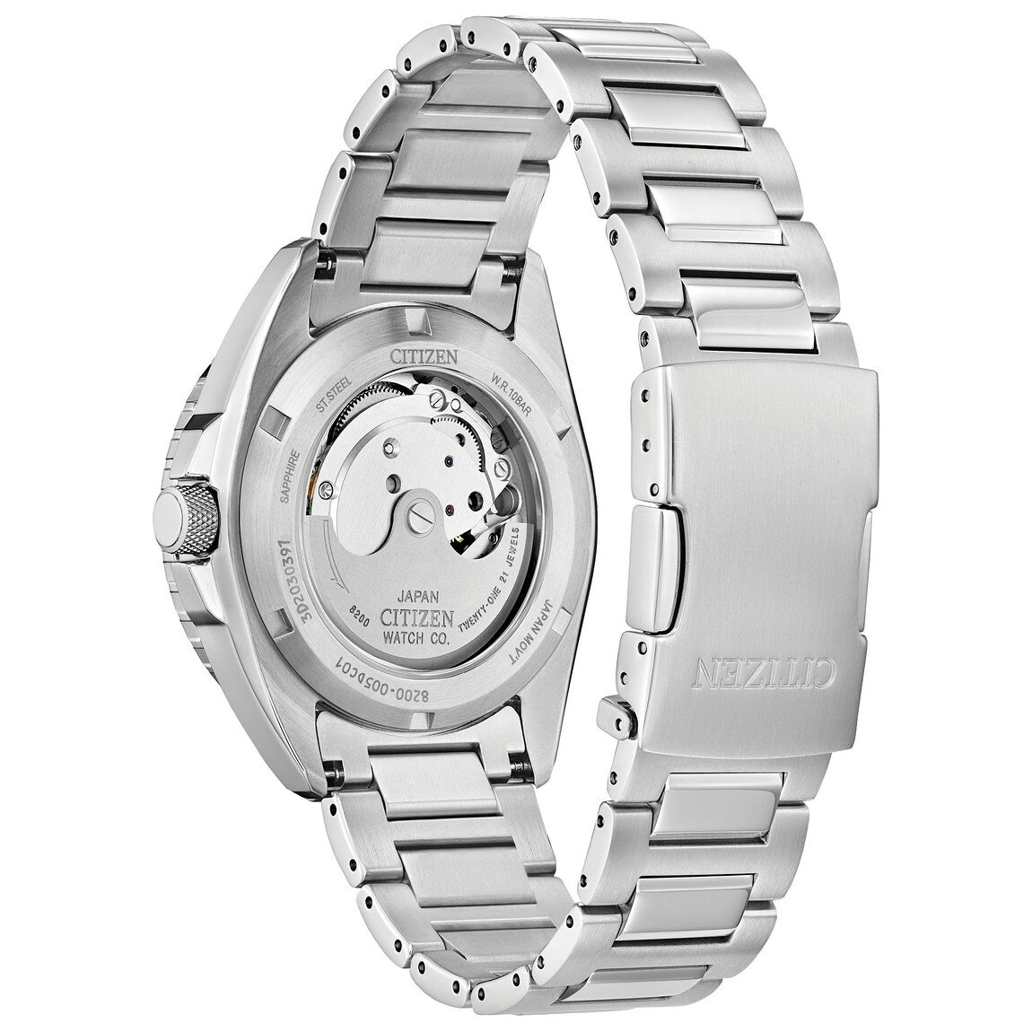 BasqueバスクのCITIZEN Sport Automatic 腕時計 メンズ ブルー文字盤 シルバー/ブラックベゼル ステンレスベルト 自動巻き 日付曜日表示 NH7530-52M｜アングル2