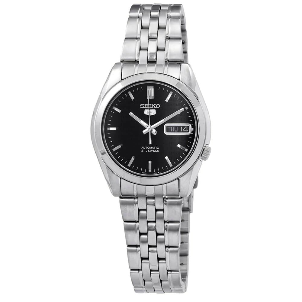 Seiko 5 腕時計 メンズ ステンレス ブラック文字盤 自動巻き カレンダー SNK361