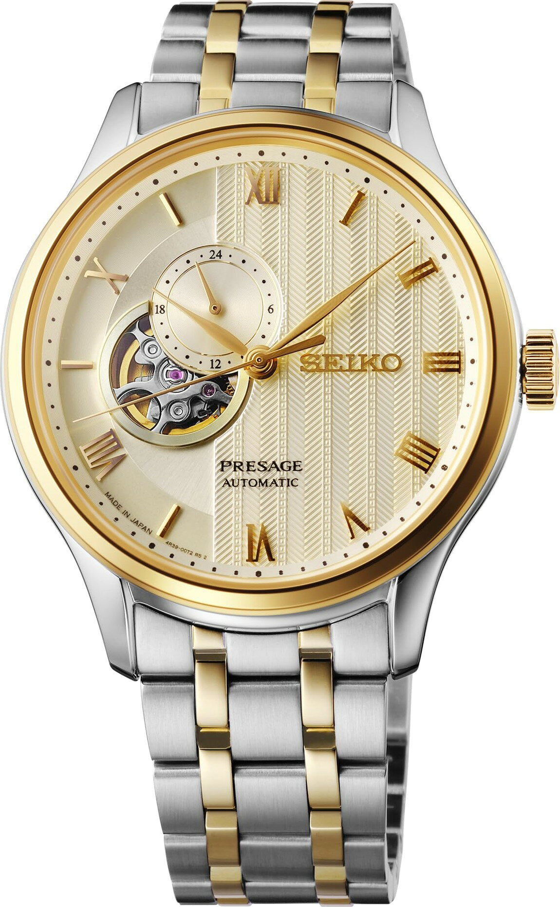 Seiko Presage Style ’60s 腕時計 ブラック文字盤 オープンハート 自動巻き メンズ ゴールド SSA464