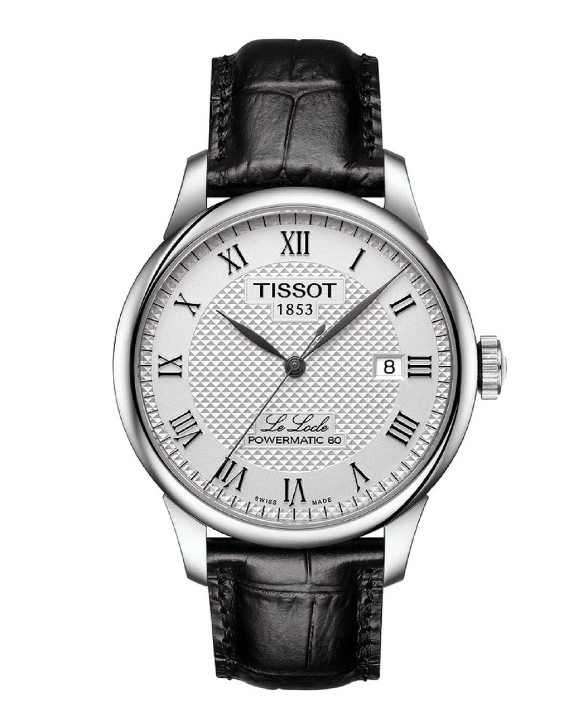 Tissot Le Locle 腕時計 メンズ スイス製自動巻 シルバー文字盤 ブラックレザー T0064071603300