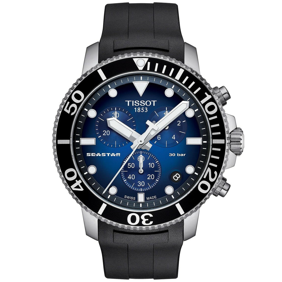 Tissot Seastar 660/1000 腕時計 メンズ ブラック文字盤 スイス製クォーツ ステンレススチール ラバーベルト T1204171704100