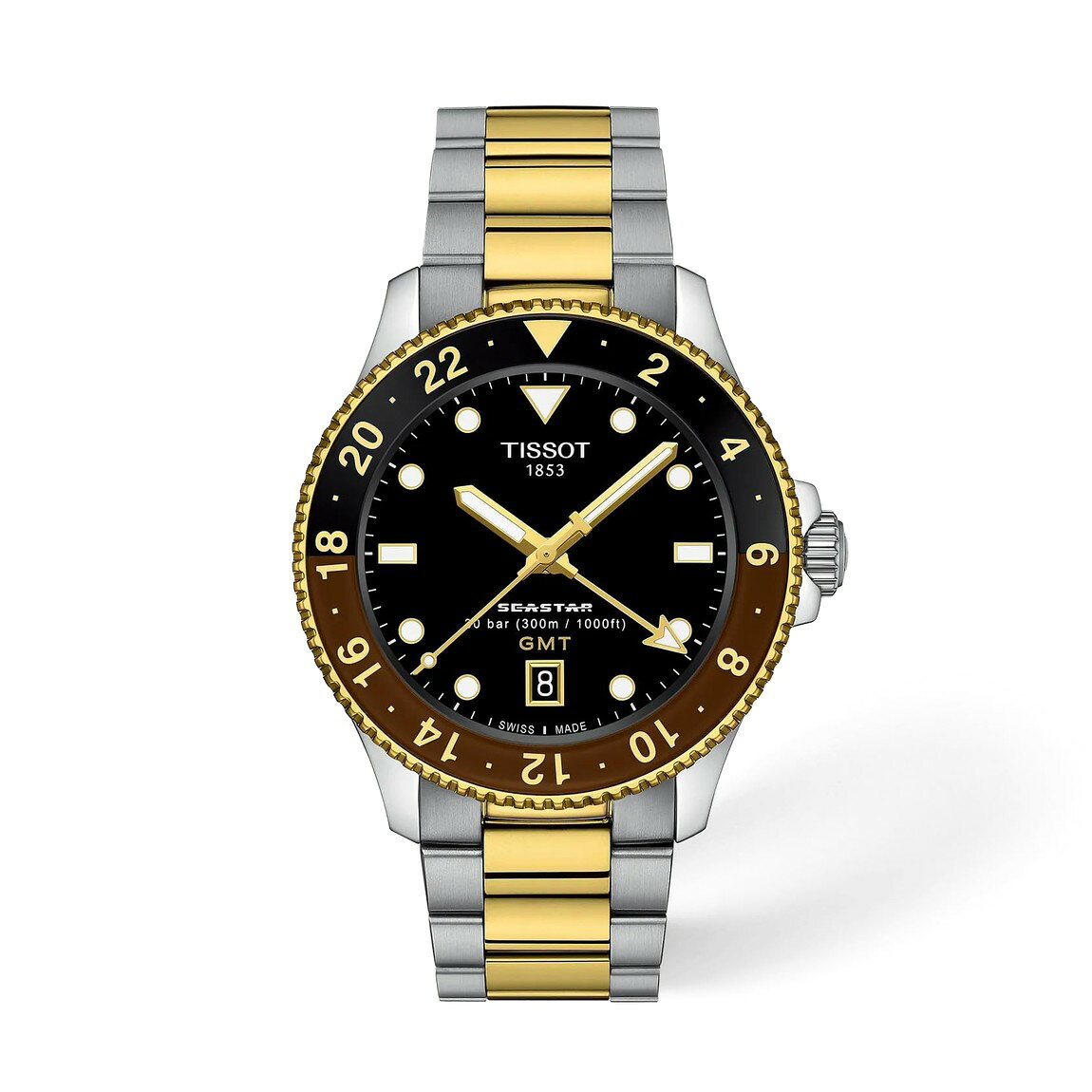 Tissot Seastar 1000 Quartz GMT 腕時計 メンズ ゴールドPVD ステンレスブレスレット 40mm