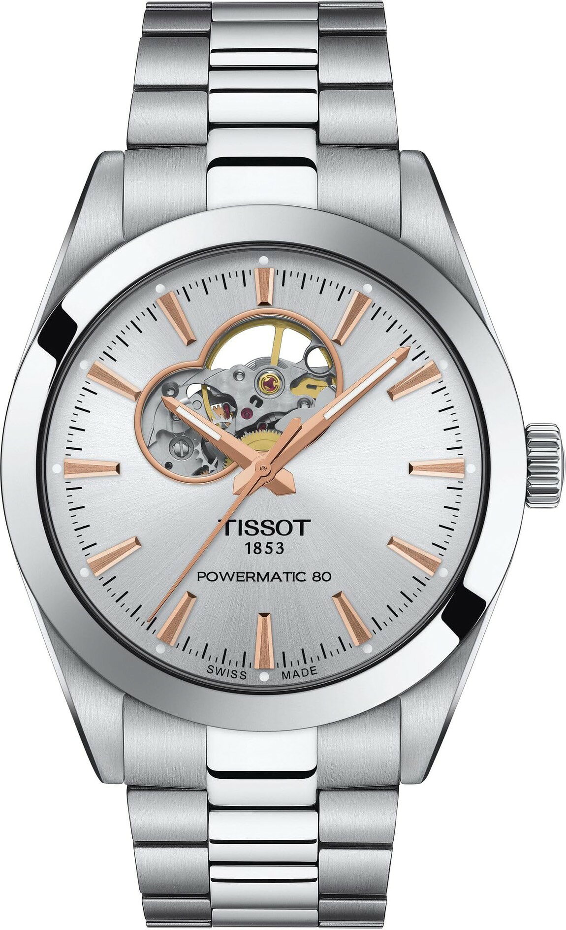 Tissot Gentleman Powermatic 80 Open Heart 腕時計 自動巻 ステンレス メンズ