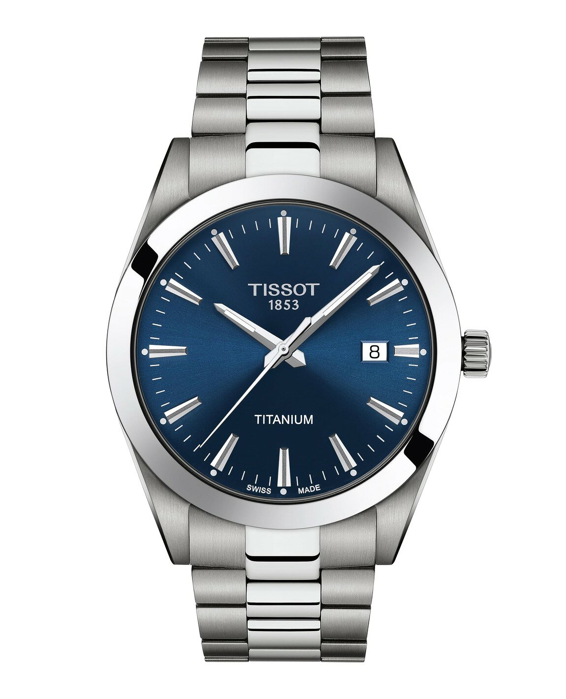 Tissot Gentleman 腕時計 ブルー文字盤 チタンケース クォーツ メンズ T1274104404100