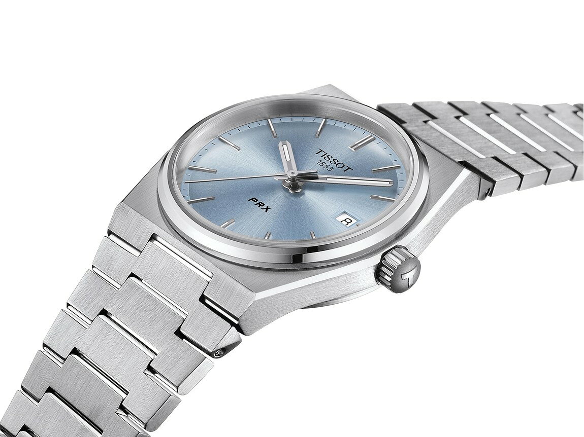 BasqueバスクのTissot PRX 35mm 腕時計 クオーツ 316Lステンレススチール グレー文字盤 ユニセックス T1372101135100｜アングル3
