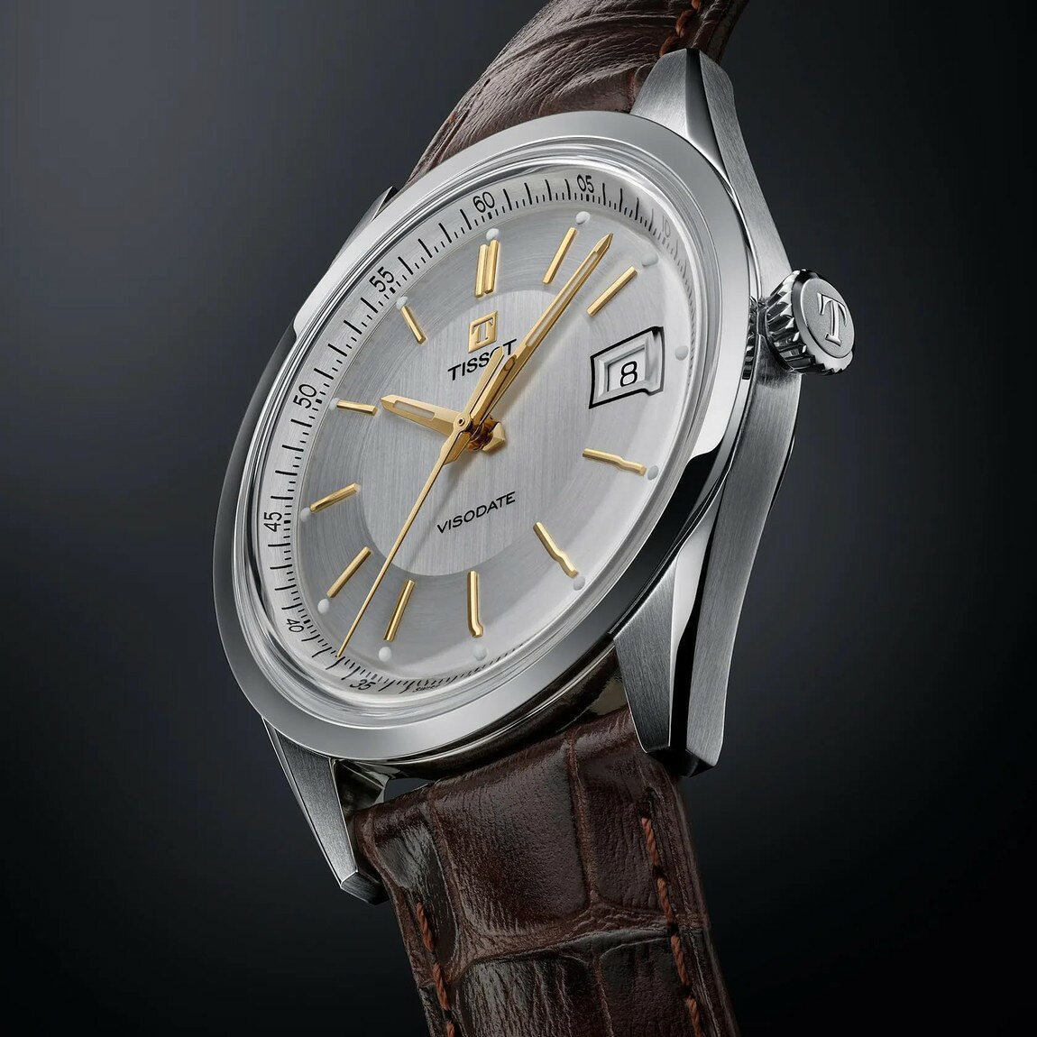 BasqueバスクのTissot Visodate 腕時計 39mm スイス製自動巻き シルバー文字盤 メンズ レディース T1574071603100｜アングル3