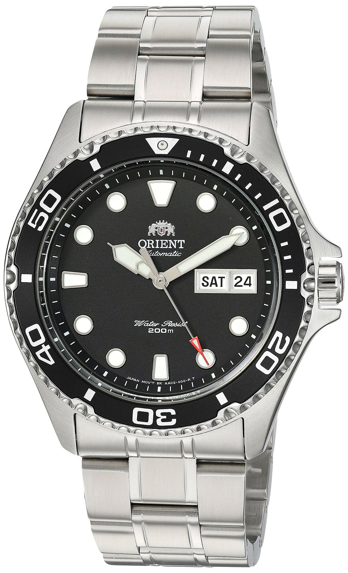 Orient Automatic Sport Watch 腕時計 ブラック文字盤 ステンレスストラップ メンズ TAA02004B9