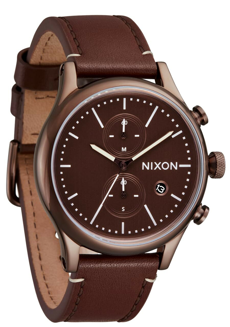 NIXON Station Chrono Leather 腕時計 メンズ クロノグラフ ブラウン チョコレート A1163
