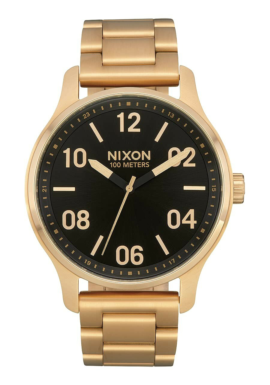 NIXON Patrol 腕時計 ゴールド/ブラック文字盤 クオーツ メンズ 42mm ステンレス A1242