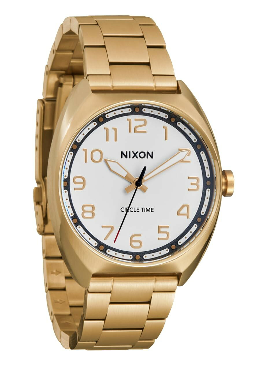 NIXON Mullet Stainless Steel 腕時計 ライトゴールド/ホワイト文字盤 100m防水 メンズ A1401