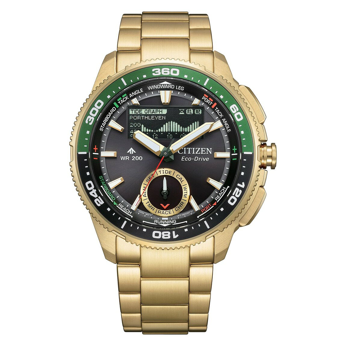 CITIZEN Promaster WaveTracker 腕時計 エコドライブ 42mm ゴールド ステンレス ブラック文字盤 メンズ JV3002-51E