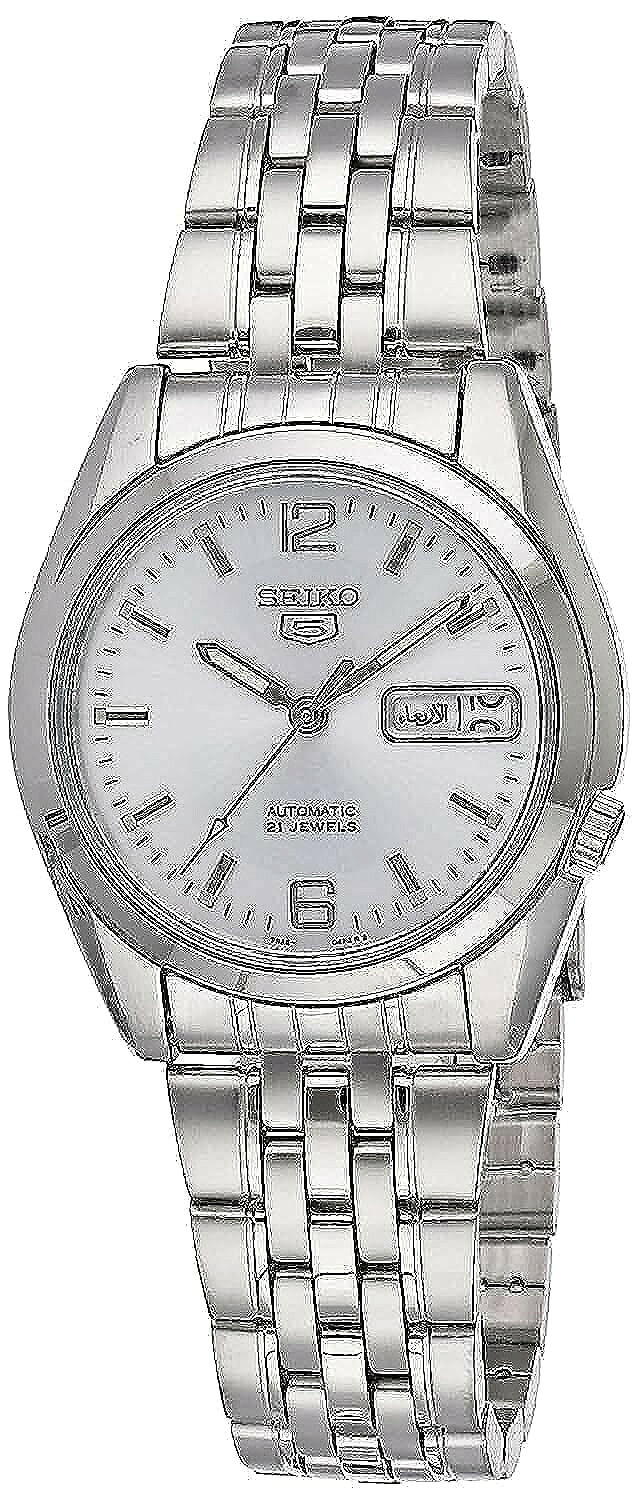 Seiko SNK385K 腕時計 メンズ シルバー文字盤 ステンレスベルト 自動巻 21石 デイデ ...