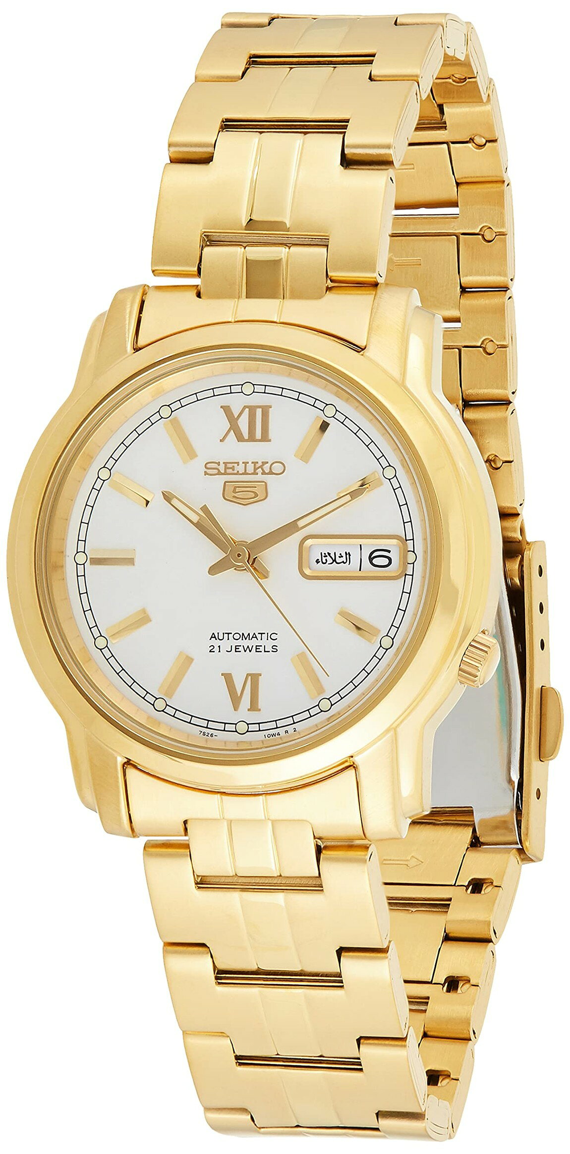 Seiko SNKK84 腕時計 ゴールド ステンレス ホワイト文字盤 自動巻き アナログ メンズ SNKK84