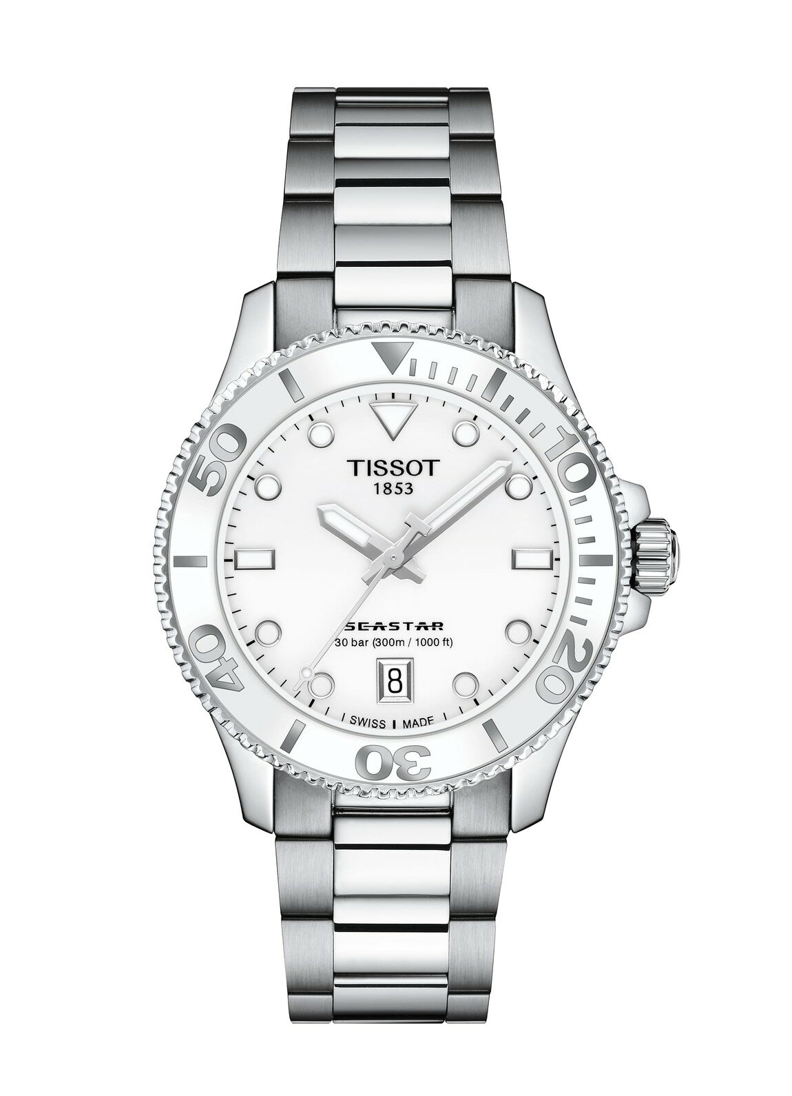 Tissot Seastar 1000 腕時計 36mm クオーツ ホワイト文字盤 ステンレススチール ユニセックス T1202101101100