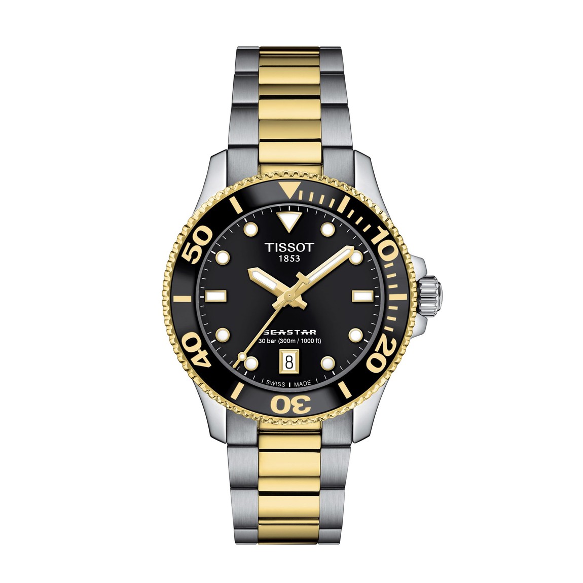 Tissot Seastar 1000 腕時計 36mm クオーツ 316Lステンレス イエローゴールドPVD 30気圧防水