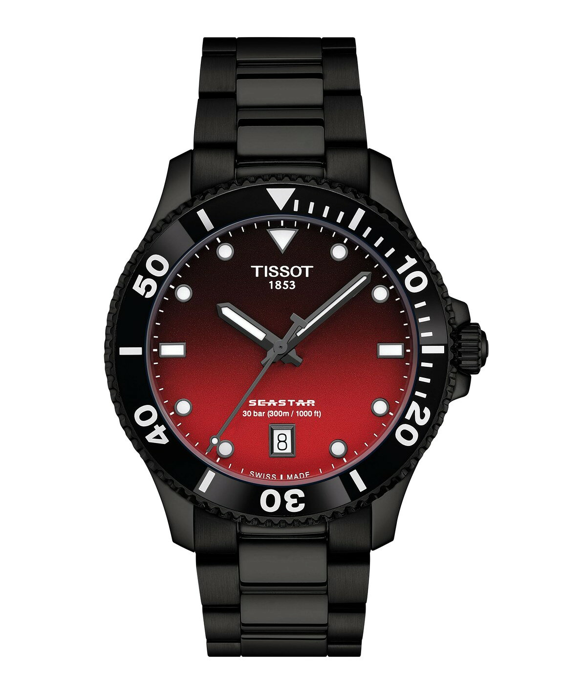 Tissot Seastar 1000 Quartz 40mm 腕時計 レッド文字盤 ステンレス 300m防水 メンズ