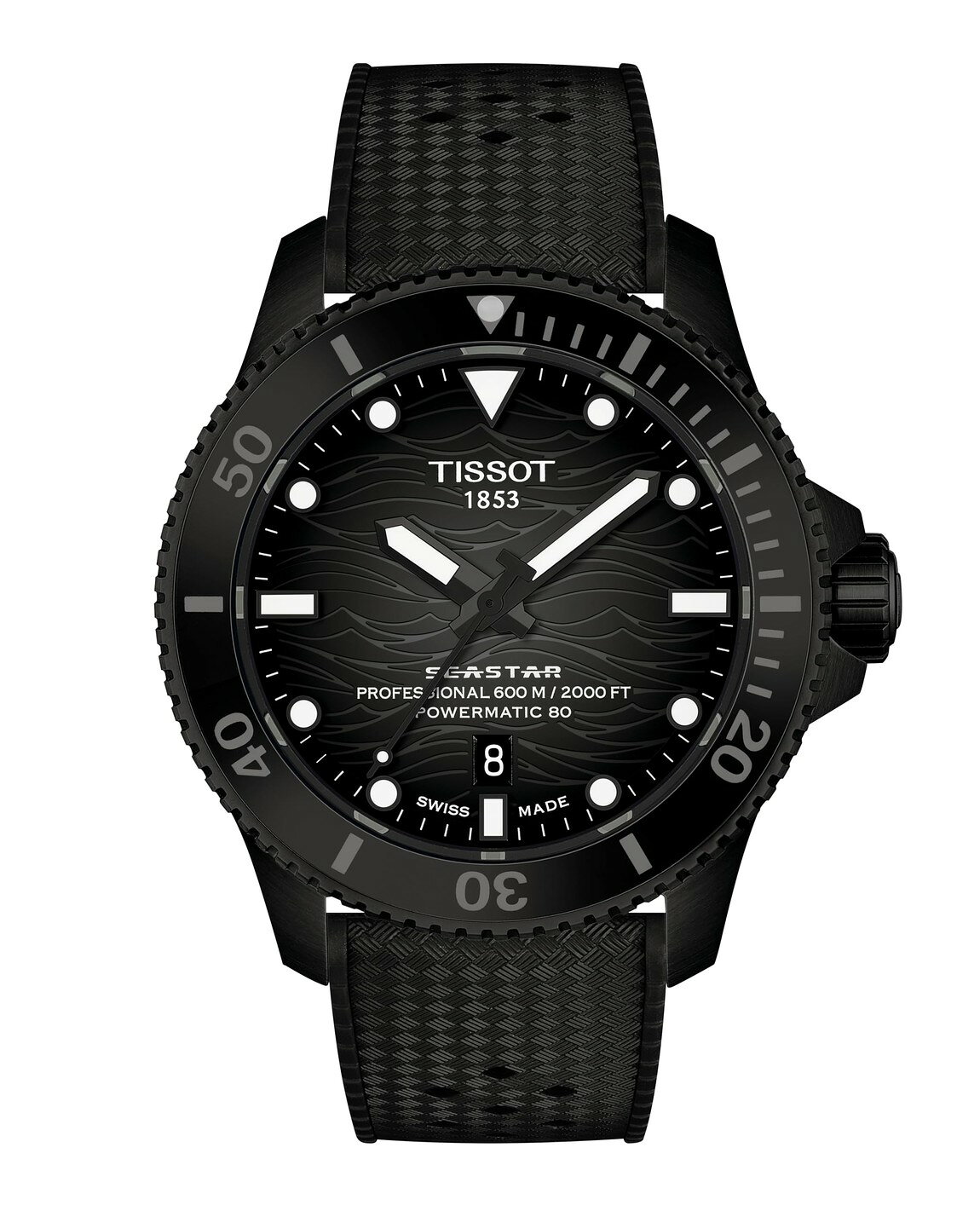 Tissot Seastar 2000 Professional Powermatic 80 腕時計 メンズ ブラック文字盤 ステンレススチール 44mm