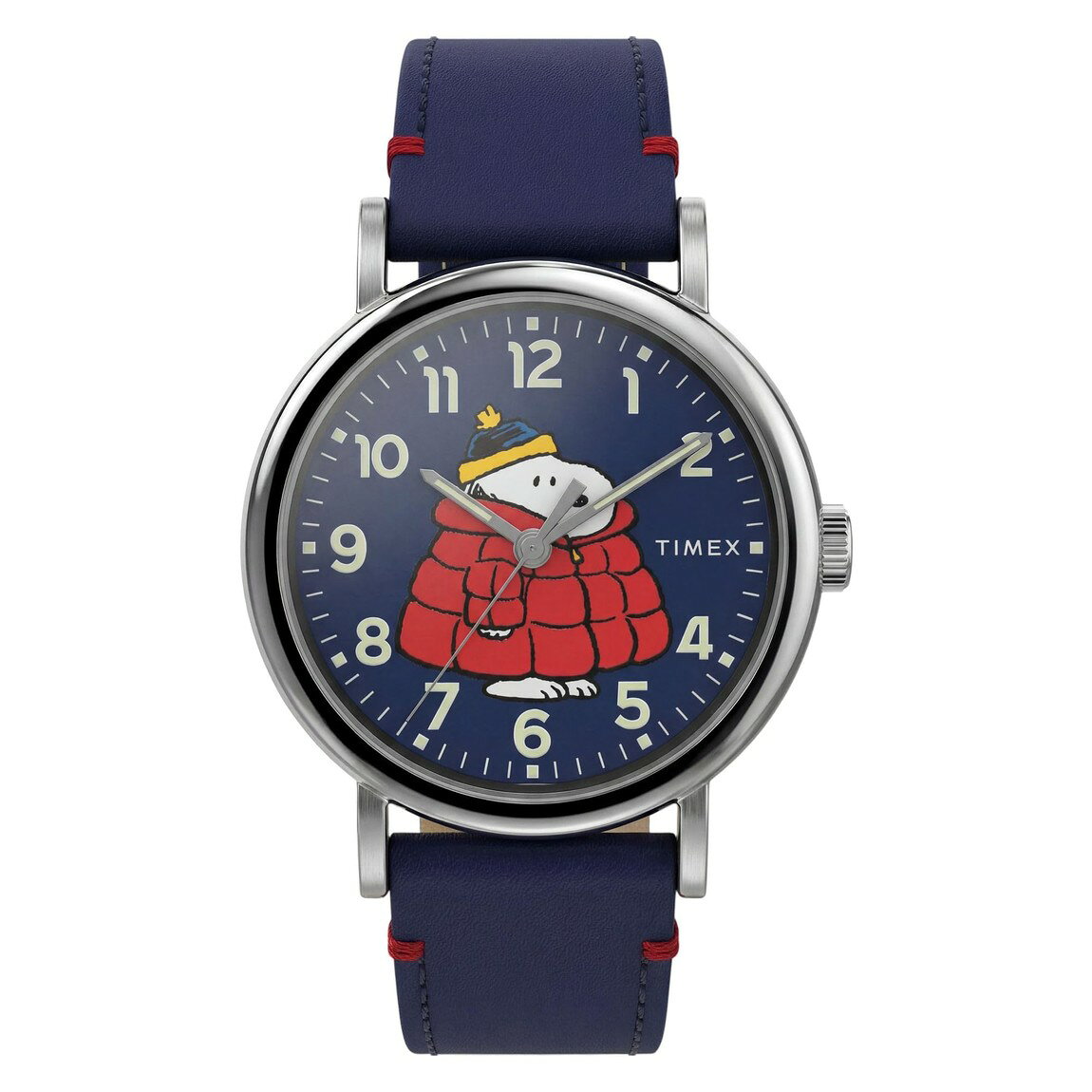 Timex Peanuts Weekender Puffy Coat 腕時計 メンズ ブルー文字盤 シルバートーンケース 40mm