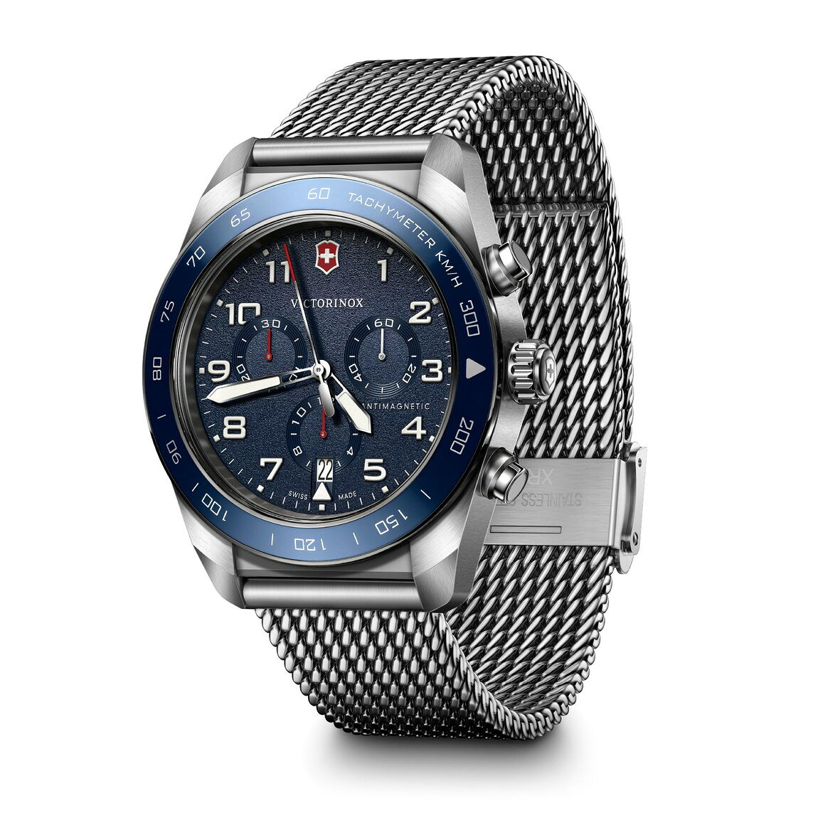 Victorinox Swiss Army Chronograph 腕時計 ブルー文字盤 メッシュステンレス 42mm クオーツ 242049