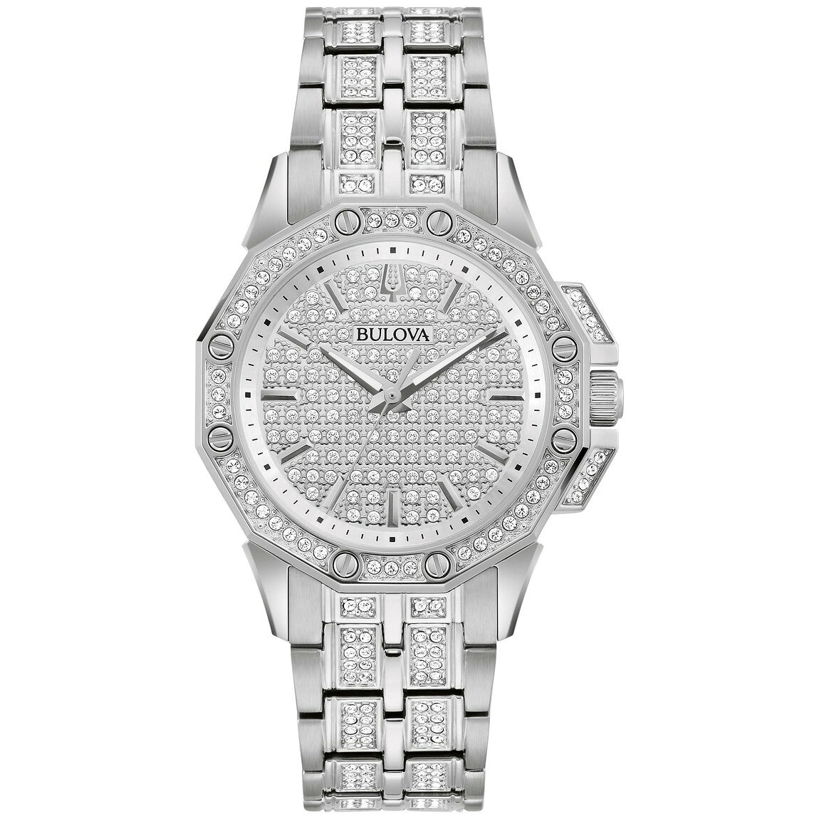 Bulova Octava Ladies Crystal 腕時計 シルバー文字盤 ステンレス クオーツ レディース 96L305