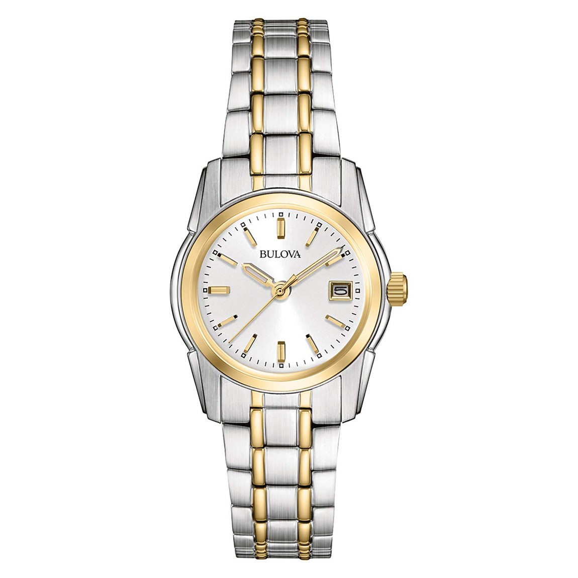 PRODUCT DETAILS Bulova Classic レディース 腕時計 シルバーホワイト文字盤 ツートーン クオーツ 98M105【商品仕様】・ ブランド：Bulova・ ムーブメント：クオーツ・ ケース素材：ステンレススチール・ バンド素材：ステンレススチール・ ケース径：約26mm・ 文字盤色：シルバーホワイト（サンレイ仕上げ）・ 風防：ドーム型ミネラルクリスタル・ 防水性：30M（3気圧）・ 機能：カレンダー表示、蓄光針・インデックス、スクリューバック、フォールドオーバークラスプ【特徴】・ ステンレススチールにシルバーとゴールドのツートーン仕上げを施したケースとブレスレットを採用しています。・ ヴィンテージデザインから着想を得たドーム型の風防とサンレイ仕上げの文字盤が特徴です。・ 3針表示に加え、日付を確認できるカレンダー機能を搭載しています。・ 針とインデックスには蓄光素材が塗布されており、暗所での視認性をサポートします。・ ロッキング式のフォールドオーバークラスプにより、安定した装着感を提供します。 ■ 商品について 海外輸入品（説明書は英語表記の場合あり） ■ ご注意 ・掲載画像は実物に近い色味になるよう調整しておりますが、ご利用の環境により差異が生じる場合があります。・複数店舗で在庫を共有しているため、ご注文後に在庫切れとなる場合がございます。 ■ 納期について お届けの目安を必ずご確認ください。 海外正規ルート仕入れ品 海外ブランド ▼ 海外正規ブランド店 正規代理店 ▼ 当 店 ※本商品は並行輸入品です 製造元は正規品と同一のブランド・メーカーです。当店では海外正規ルートより仕入れた商品を取り扱っております。流通ルートが異なるのみで、商品自体に違いはございません。 ── 当店の商品について ── 正規品のみ取り扱い 海外正規店・正規代理店から商品を直接仕入れ、国内に輸入して販売しております。 日本未入荷・海外限定モデルも多数 日本未入荷・海外限定モデルも多数取り扱っております。サイズ・カラー違いや海外限定で販売された製品など、日本では手に入りにくいアイテムをお届けいたします。 お求めやすい価格の理由 海外市場での価格差や流通ルートの違いにより、国内販売価格よりお求めやすくなっております。品質はそのままに、よりお手頃な価格でお届けいたします。 安心保証 ご使用前に万が一、製品に不具合がございました場合は、交換または商品代金のご返金にて対応させていただきます。商品到着後5日以内にご連絡ください。 ご注意 海外からの輸入品となります。海外輸送のため、外箱に軽微なスレ等がある場合がございますが、商品本体には影響ございません。 ※在庫状況は仕入先の在庫情報をもとに出来る限り正確に表示しておりますが、取寄せ商品のため、タイミングによりご注文後に欠品・キャンセルとなる場合がございます。 お探しの商品がございましたら、お気軽にご相談ください。