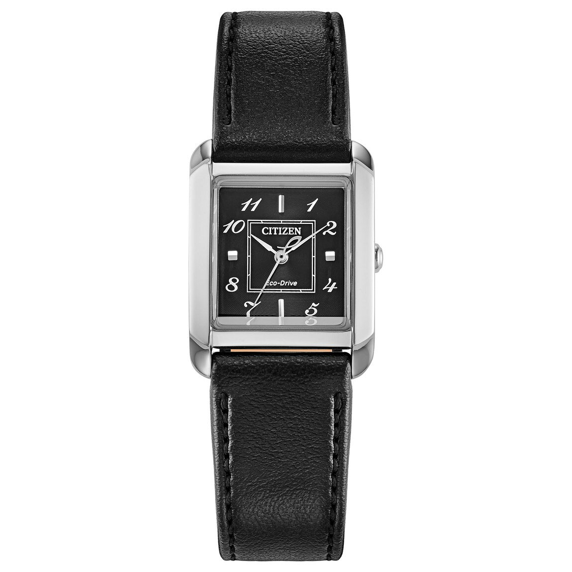 PRODUCT DETAILS Citizen Eco-Drive Bianca 腕時計 ブラック文字盤 シルバーケース レザーバンド レディース EW5600-01E【商品仕様】・ ブランド：Citizen・ ムーブメント：Eco-Drive（光発電）キャリバー B035・ ケース素材：ステンレススチール・ ケース径：22mm・ バンド素材：ブラックレザー・ 文字盤色：ブラック・ 防水性：50m防水・ 付属品：純正ボックス【特徴】・ アールデコの様式を取り入れた、緩やかな曲線を描く22mm径のレクタンギュラーケースを採用しています。・ シルバーカラーのステンレスケースに、ブラックのレザーストラップを組み合わせたデザインです。・ 文字盤には立体的なインデックスとプリントマーカーを交互に配置し、内側にはスクエアの装飾が施されています。・ シチズン独自の光発電技術「Eco-Drive」により、室内のわずかな光でも充電され、定期的な電池交換を必要とせず駆動します。・ 日常生活用強化防水（5気圧/50m）に対応しています。 ■ 商品について 海外輸入品（説明書は英語表記の場合あり） ■ ご注意 ・掲載画像は実物に近い色味になるよう調整しておりますが、ご利用の環境により差異が生じる場合があります。・複数店舗で在庫を共有しているため、ご注文後に在庫切れとなる場合がございます。 ■ 納期について お届けの目安を必ずご確認ください。 海外正規ルート仕入れ品 海外ブランド ▼ 海外正規ブランド店 正規代理店 ▼ 当 店 ※本商品は並行輸入品です 製造元は正規品と同一のブランド・メーカーです。当店では海外正規ルートより仕入れた商品を取り扱っております。流通ルートが異なるのみで、商品自体に違いはございません。 ── 当店の商品について ── 正規品のみ取り扱い 海外正規店・正規代理店から商品を直接仕入れ、国内に輸入して販売しております。 日本未入荷・海外限定モデルも多数 日本未入荷・海外限定モデルも多数取り扱っております。サイズ・カラー違いや海外限定で販売された製品など、日本では手に入りにくいアイテムをお届けいたします。 お求めやすい価格の理由 海外市場での価格差や流通ルートの違いにより、国内販売価格よりお求めやすくなっております。品質はそのままに、よりお手頃な価格でお届けいたします。 安心保証 ご使用前に万が一、製品に不具合がございました場合は、交換または商品代金のご返金にて対応させていただきます。商品到着後5日以内にご連絡ください。 ご注意 海外からの輸入品となります。海外輸送のため、外箱に軽微なスレ等がある場合がございますが、商品本体には影響ございません。 ※在庫状況は仕入先の在庫情報をもとに出来る限り正確に表示しておりますが、取寄せ商品のため、タイミングによりご注文後に欠品・キャンセルとなる場合がございます。 お探しの商品がございましたら、お気軽にご相談ください。