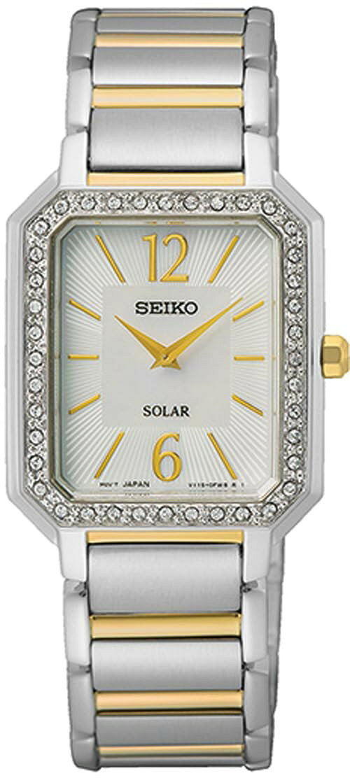 SEIKO Crystals Collection 腕時計 レディース ソーラー マザーオブパール 二トーン ステンレス SUP466