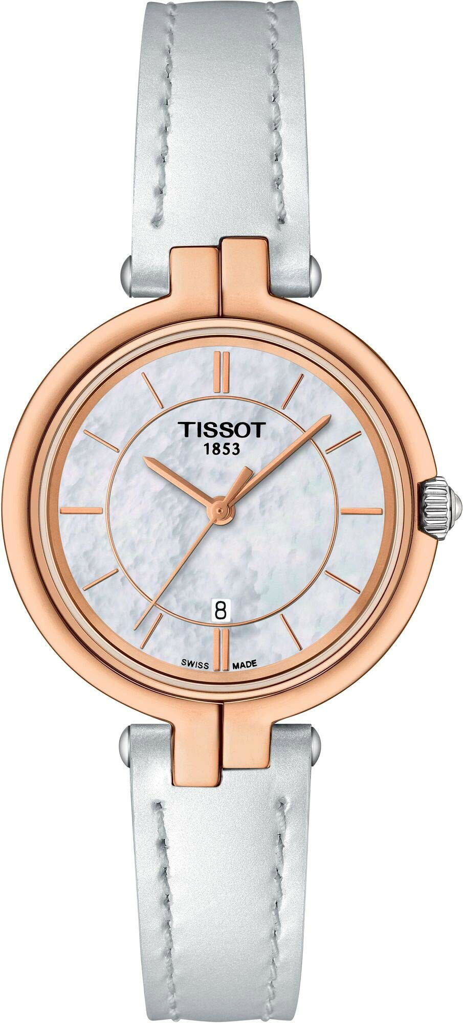 Tissot Flamingo 腕時計 レディース ローズゴールド 30mm クオーツ ホワイト文字盤 レザーベルト