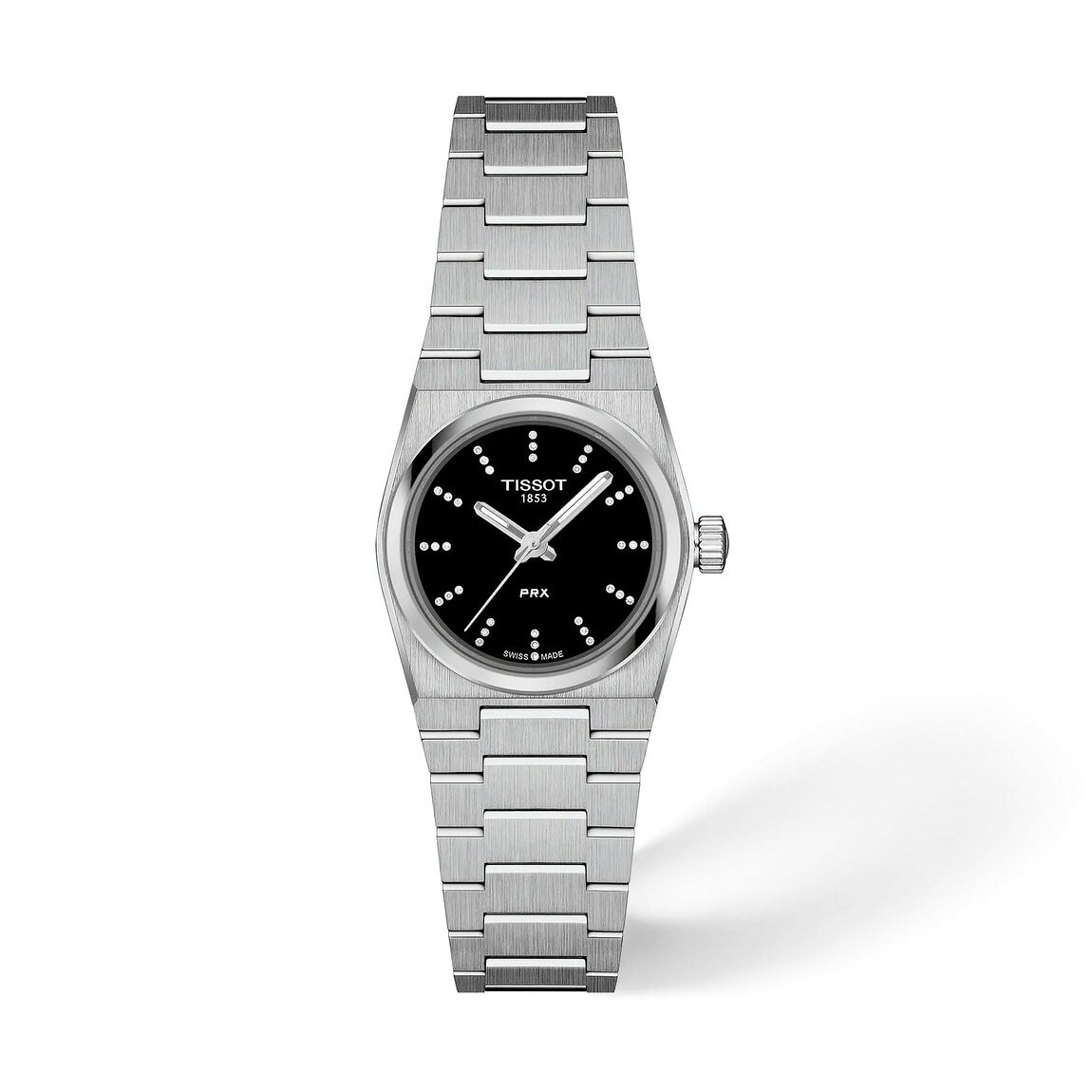 Tissot PRX 25mm 腕時計 レディース クオーツ ブラック文字盤 ダイヤ ステンレス T1370101105600