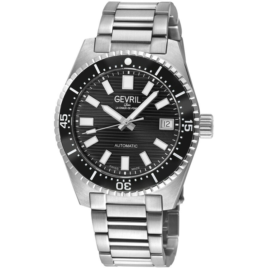 Gevril Atlantic Avenue 腕時計 自動巻き ブラックダイヤル ステンレススチール メンズ 47200B