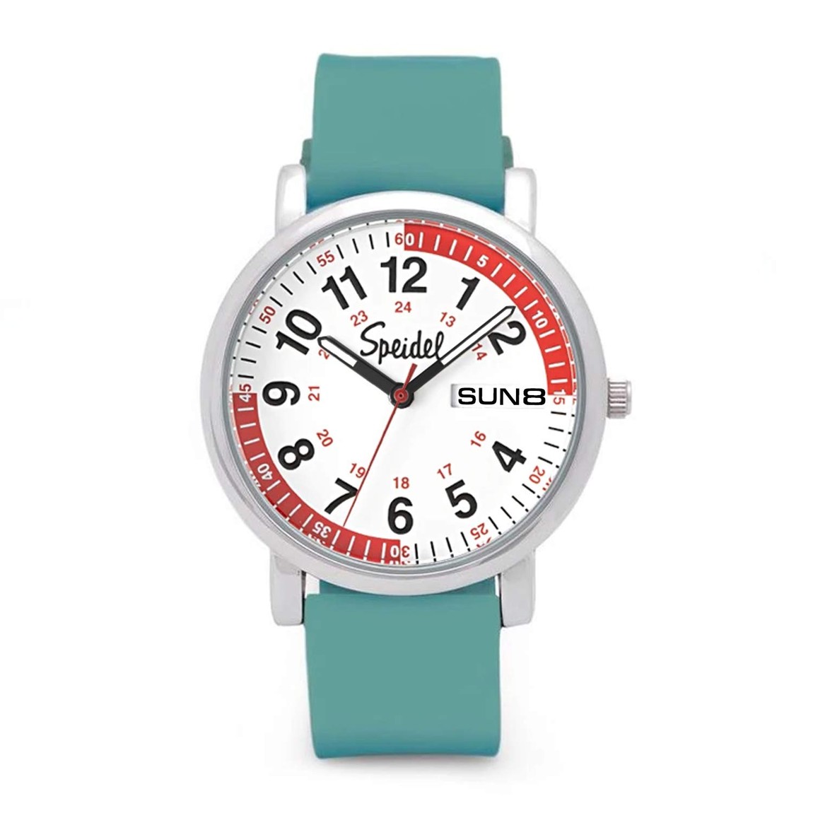 Speidel Scrub Watch Pulsometer 30 V2 腕時計 ティール シリコンバンド クオーツ 38mm ホワイト文字盤