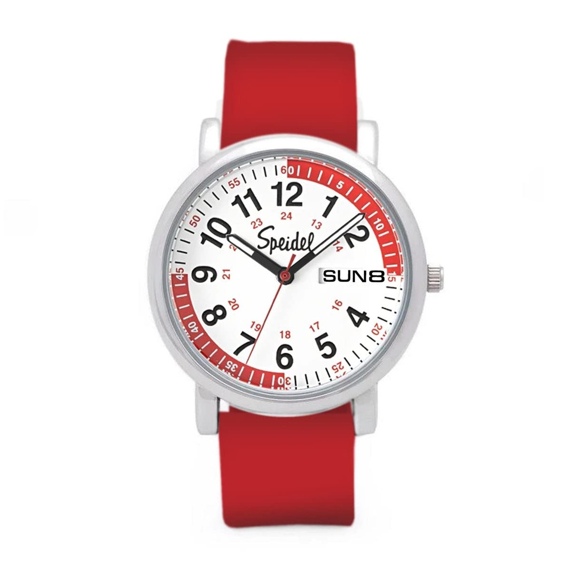 Speidel Scrub Watch Pulsometer 30 V2 腕時計 医療用 パルスメーター ホワイト文字盤 レッド シリコンバンド クオーツ ユニセックス