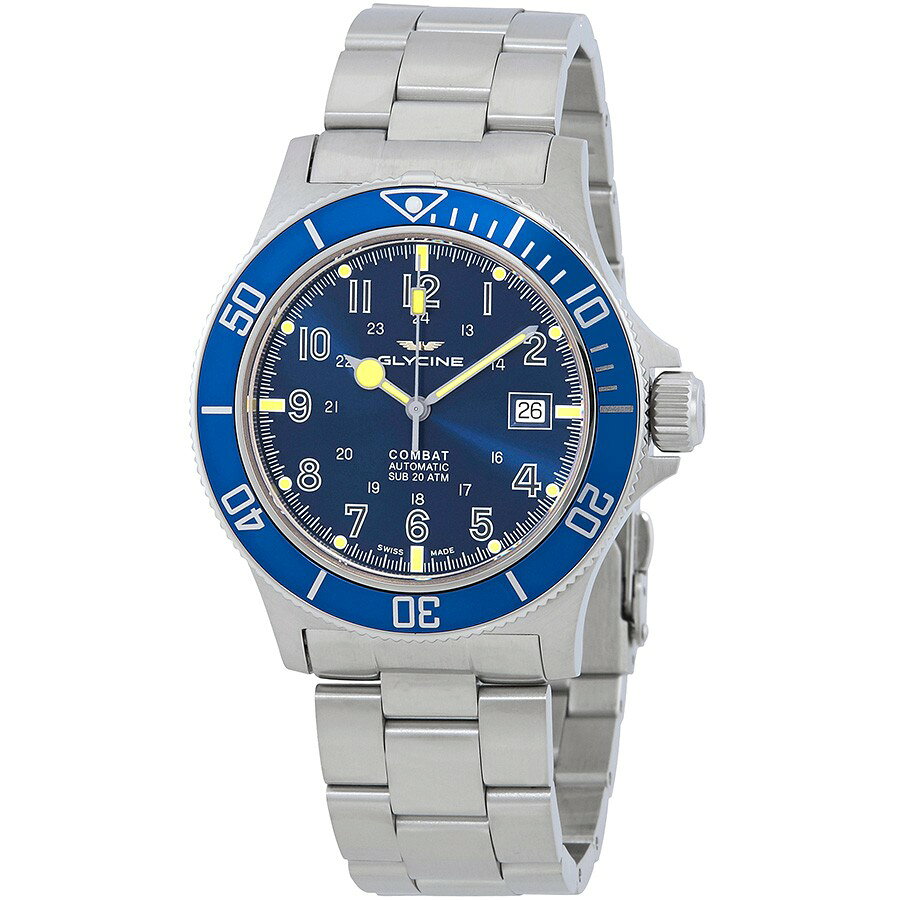 Glycine Combat Sub 腕時計 メンズ ブルー文字盤 自動巻き ステンレススチール サファイアクリスタル GL0077